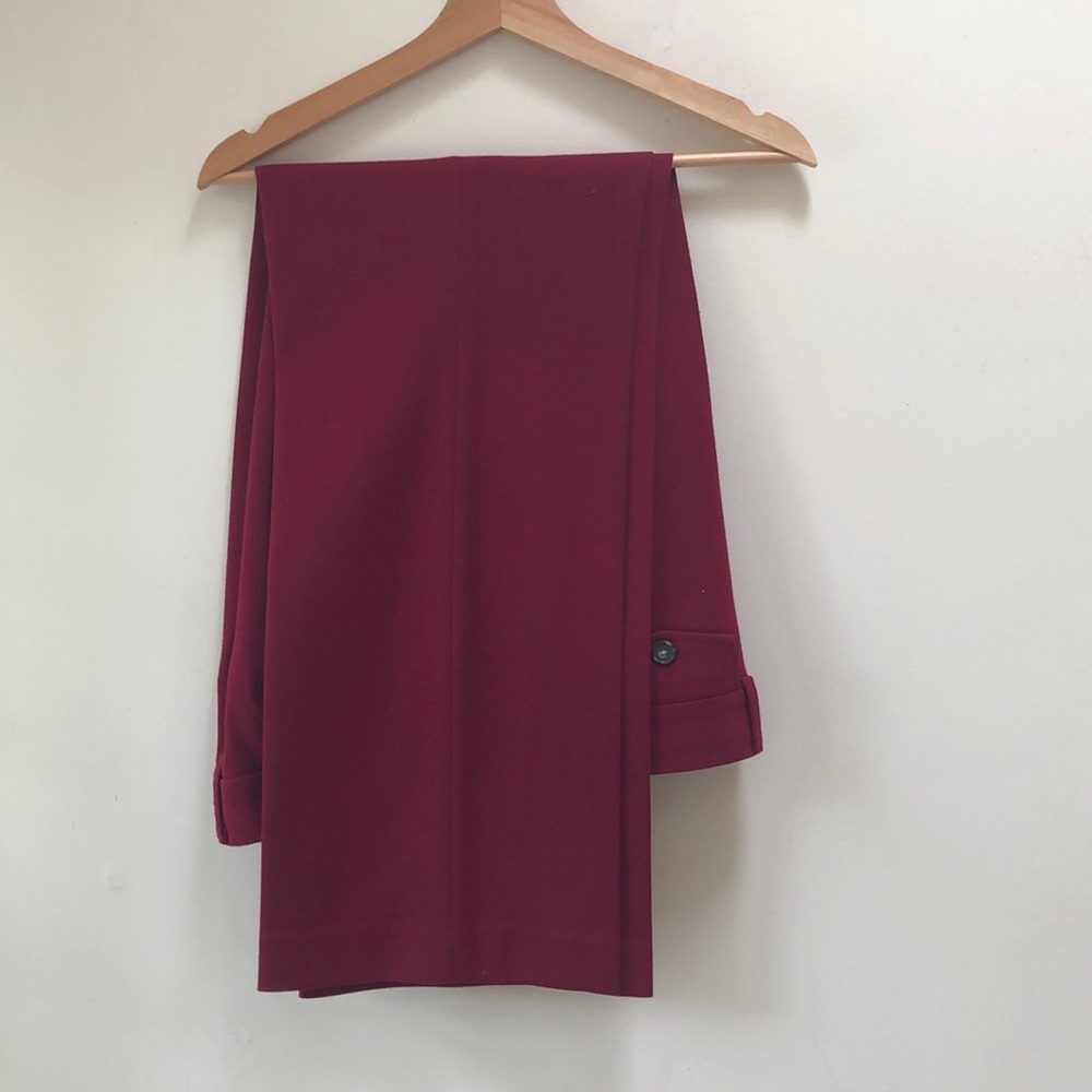 Maroon LOFT Marisa wool trouser.